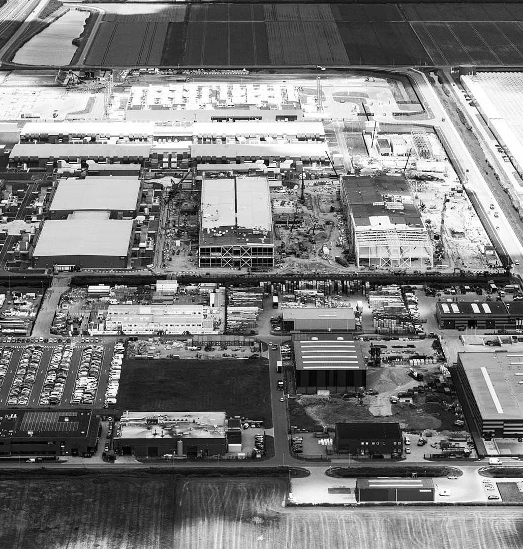Aerial view of power and industrial infrastructure